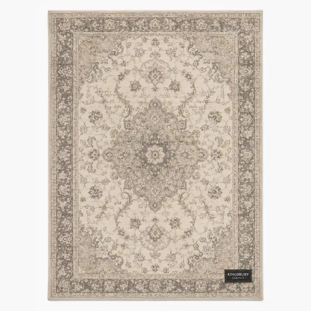 Kingsbury Carpets Traditional Rectangular Area Rug – Beige & Grey, 200 × 300 cm