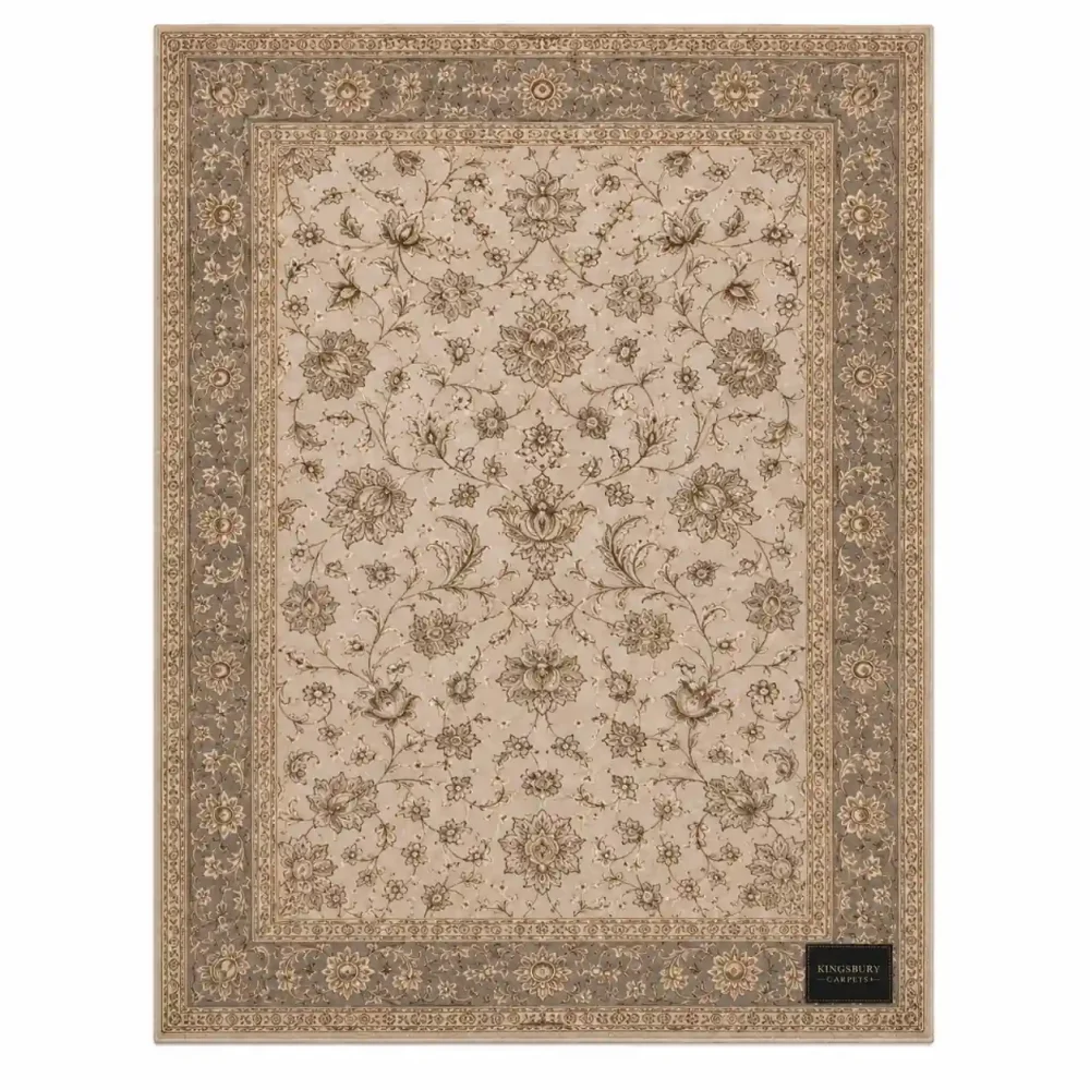 Kingsbury Carpets Traditional Rectangular Area Rug – Beige & Taupe, 200 × 300 cm